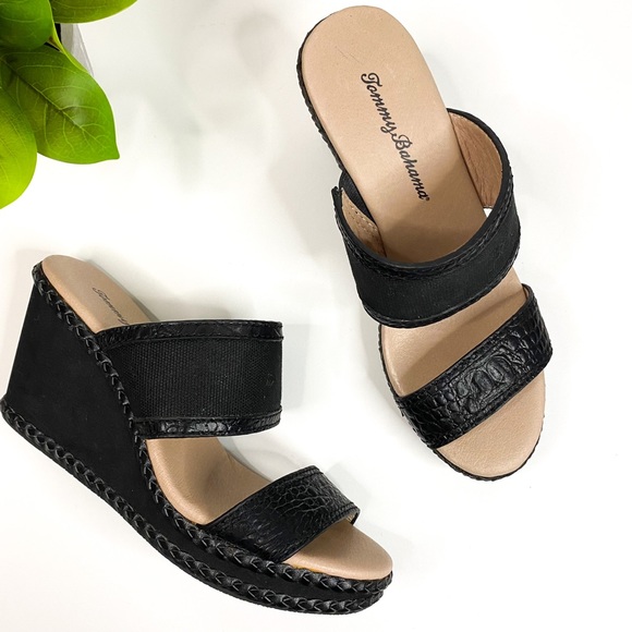 Tommy Bahama Shoes - Tommy Bahama Kalawai Women’s Black  Wedge Slip On Sandals Sz 6B